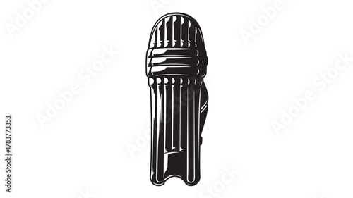 Classic cricket leg guard ready for the pitch, perfect for sports designs, team branding, or vintage athletic themes with its bold black and white style