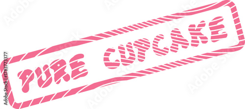 Sweet Pink Pure Cupcake Decorative Stamp Graphic Element for Bakery Branding and Delightful Confections