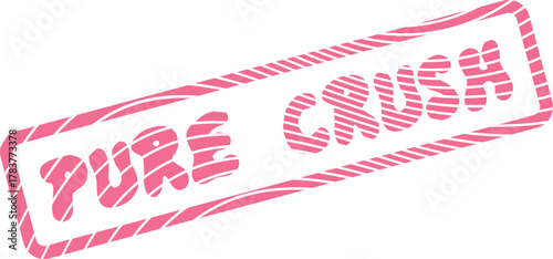 Romantic pink hand drawn stamp displaying the affectionate phrase Pure Crush for sweet branding