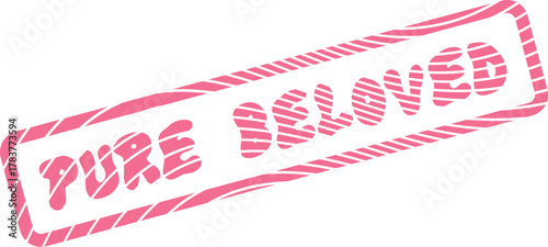 Pink textured stamp with the words Pure Beloved in whimsical handwritten typography