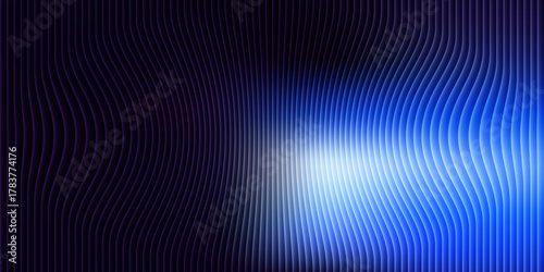 Abstract background with a bright blue light source emanating from the right side creating a gradient of dark blue and purple hues with subtle vertical lines and a soft glow effect