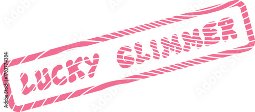 Textured Pink Stamp Emblem featuring the Uplifting Phrase Lucky Glimmer for Positive Messaging