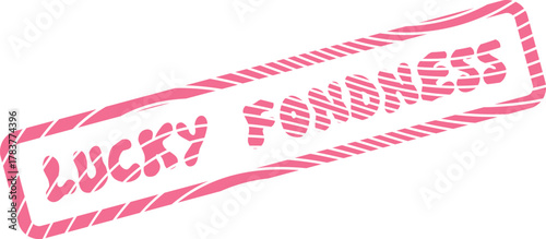 Affectionate Pink Lucky Fondness Stamp Label for Love and Romantic Greeting Cards