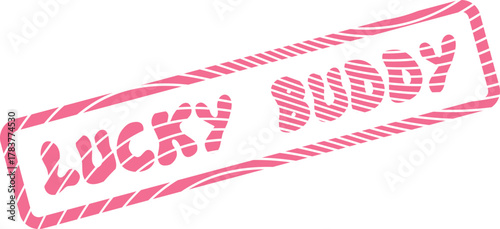 Friendly Pink Lucky Buddy Stamp Icon for Friendship and Companion Relationship Graphics