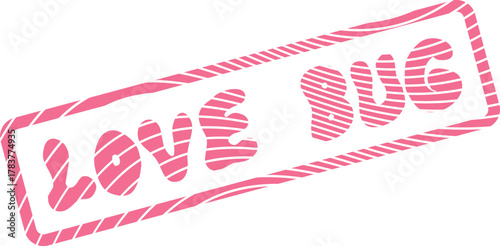 Playful Pink Striped Love Bug Stamp for Expressing Affectionate Charm