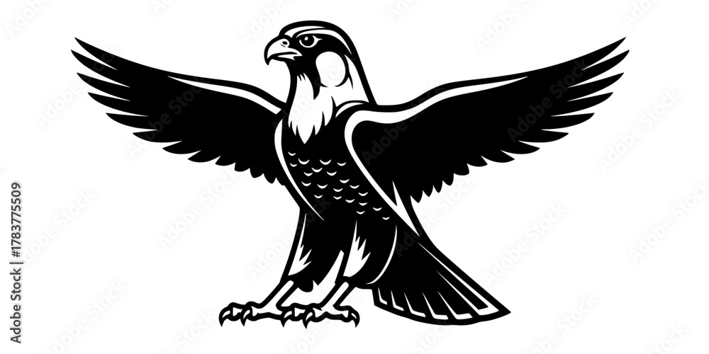 Obraz premium Falcon God Horus Powerful Bird Silhouette Flat Vector