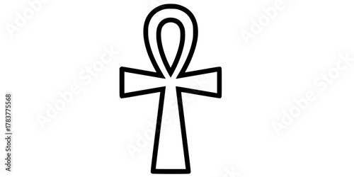 Ankh Key of Life Minimalist Unadorned Line Art Vector