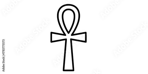 Ankh Key of Life Minimalist Unadorned Line Art Vector