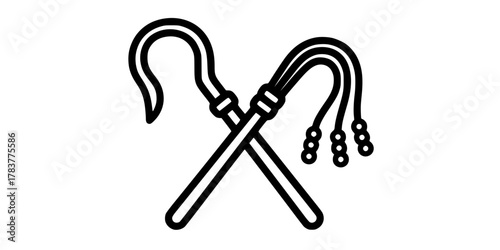 Crook and Flail Royal Authority Simple Line Art Vector