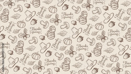 Hand drawn Thanksgiving background on a seamless loop