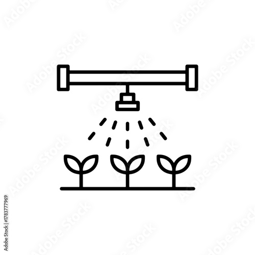 Efficient irrigation system nurturing young plants, symbolizing sustainable agriculture and modern farming techniques for eco-conscious growth practices