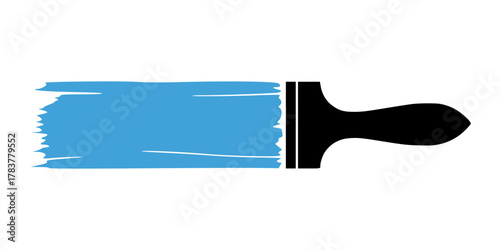 Black Paint Brush with Blue Paint Stroke Illustration