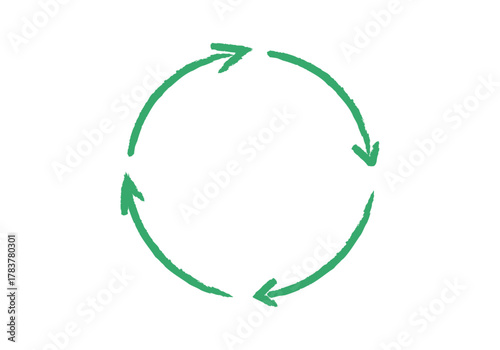 Flecha verde en círculo de trazo verde