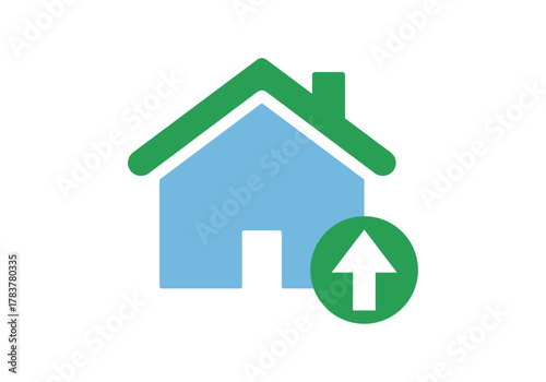 Icono de casa con botón de subir