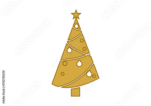 Árbol de navidad dorado en fondo blanco