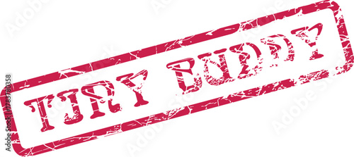 Tiny Buddy Grunge Stamp Typography Design Element Featuring Distressed Red Ink Texture
