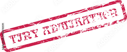 Red grunge rubber stamp mark with try admiration message encouraging positive sentiment