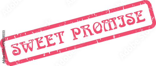 A vibrant red SWEET PROMISE rubber stamp makes a bold statement of commitment and assurance