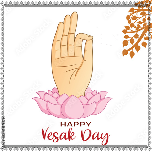 Spiritual Buddha Hand Blessing from Lotus – Vesak Day Celebration Art
