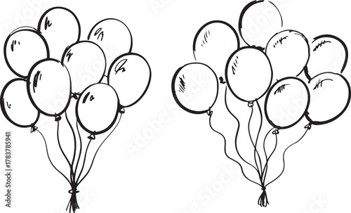Hand Drawn Balloon Illustration with Outline for Celebration and Decoration