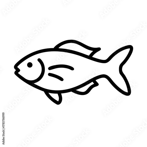 Simple Fish Line Drawing – Minimalist Aquatic Animal Outline Icon