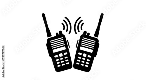 Two-way radio sign black white icon 18.58% 113 92