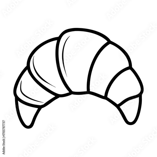 Hand-Drawn Croissant Icon in Minimalist Black Line Art for Bakery Branding, Menu Design, Food Blogs, Culinary Websites, and Social Media Content