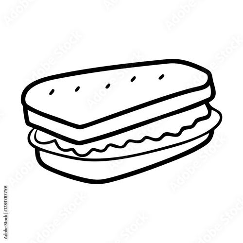 Hand-Drawn Minimalist Sandwich Bread Illustration for Food Blogs, Recipe Websites, Menu Designs, Culinary Arts, and Social Media Posts