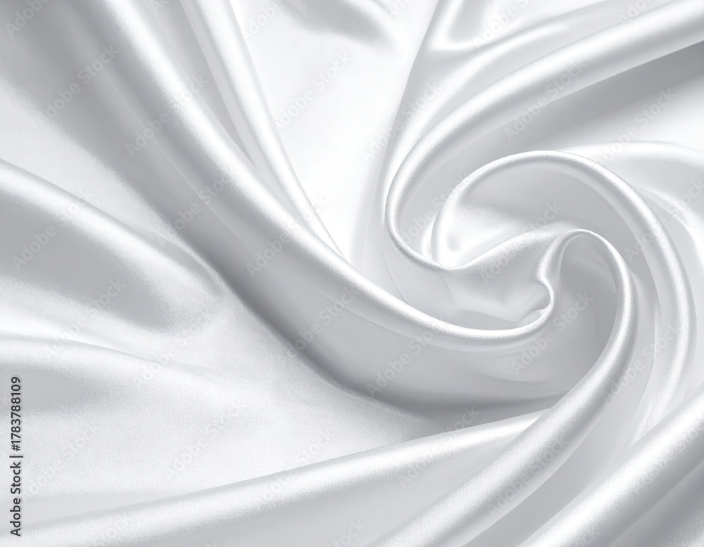 Obraz premium White Satin Fabric Draped Swirls Texture