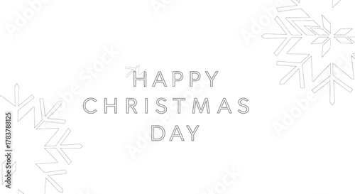 Elegant happy christmas day greeting card with snowflakes on a white background
