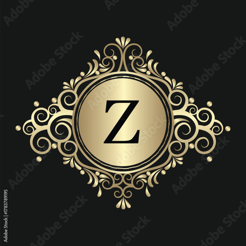 Royal Black & Gold Monogram Emblem