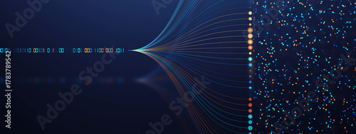 Abstract Visualization Of AI Processing Big Data, Quantum Computing,  Big Data Flow Visualization, Binary Code AI Matrix, Cyber Security, Futuristic Technology Artificial Intelligence.