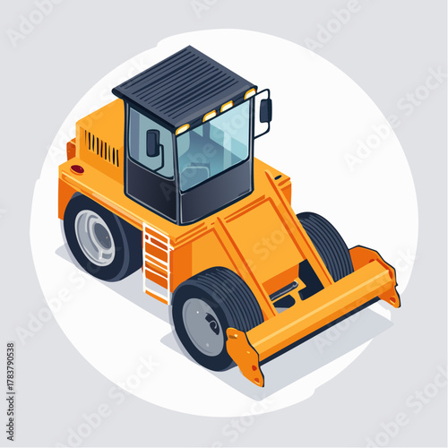 High resolution Vector Icon of an Asphalt Paver Viewed from Above with Screed and Hopper