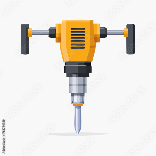 Stylized Handheld Hydraulic Hammer Icon for Small Equipment in Bright Orange and Grey
