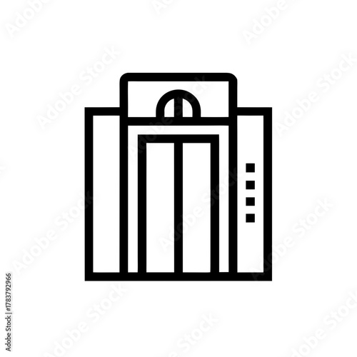 Elevator icon in a modern building structure, symbolizing vertical travel and easy accessibility.