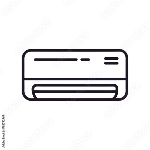 Minimalist line icon of a modern indoor air conditioner unit, representing cooling and climate control technology