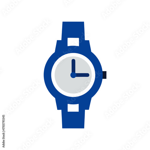 Blue wristwatch icon illustrating time management, punctuality, and scheduling deadlines concept.