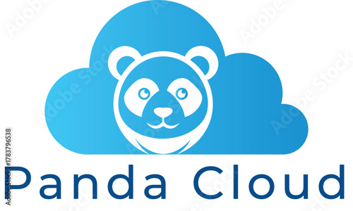 Panda cloud logo design concept, modern cloud storage sign, digital hosting company identity illustration