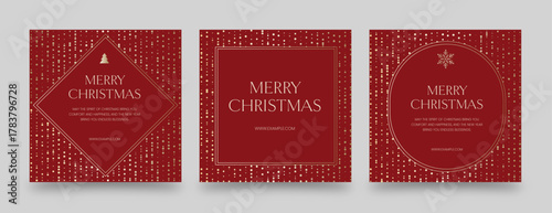 Elegant Red and Gold Christmas Card — Minimal Square Holiday Background Vector Design
