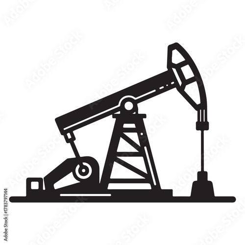 Black Silhouette Icon Of An Oil Pump Jack On A White Background pumpjack oil rig