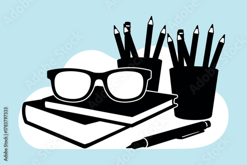 School Supplies Silhouette Vector