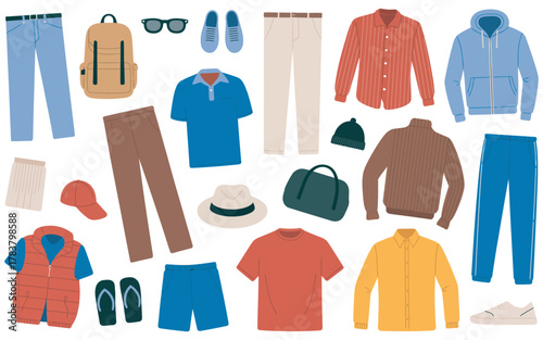 Stylish Flat Lay Casual Men's Clothing Collection set
