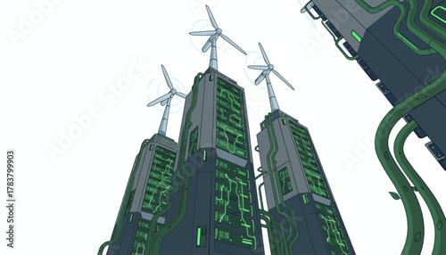 Green Data Center Skyscrapers: Renewable Energy Powered Server Farms Wrapped in Growing Vines