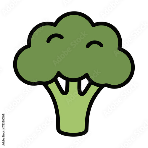 Simple and Clean Illustration of a Healthy Broccoli Vegetable Isolated on White