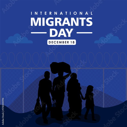 International Migrants Day. World Refugee Day Concept Vector Illustration. Migrant image illustration for posters or social media.