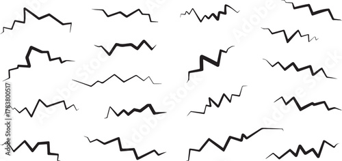 Cracks Set Fracture Crackle Broken Damage Destruction Shattered Lines Sketch