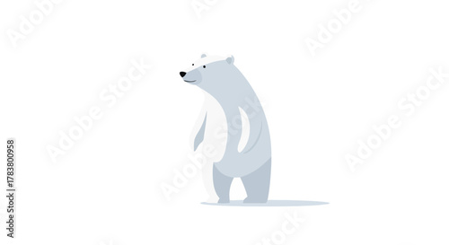 Adorable Cartoon Polar Bear Standing and Looking Away Arctic Wildlife Illustration