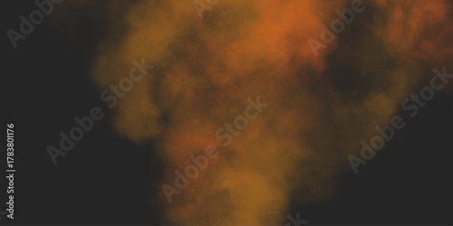Brown texture. Orange powder explosion on black background. grunge and grainy abstract Flying through stormy brown clouds .