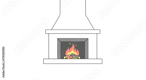 Cozy Fireplace with Burning Logs Warm Ambiance Winter Comfort Home Interior Illustration