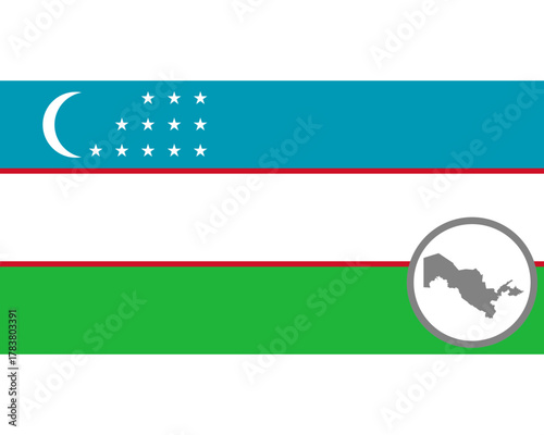 Fahne und Landkarte von Usbekistan
